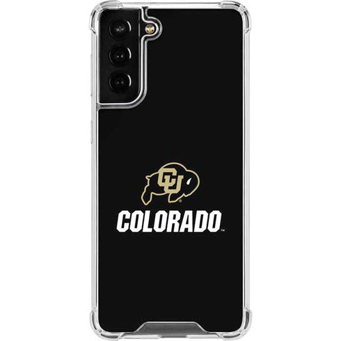 University of Colorado CU Logo on Black Galaxy S21 FE Clear Case